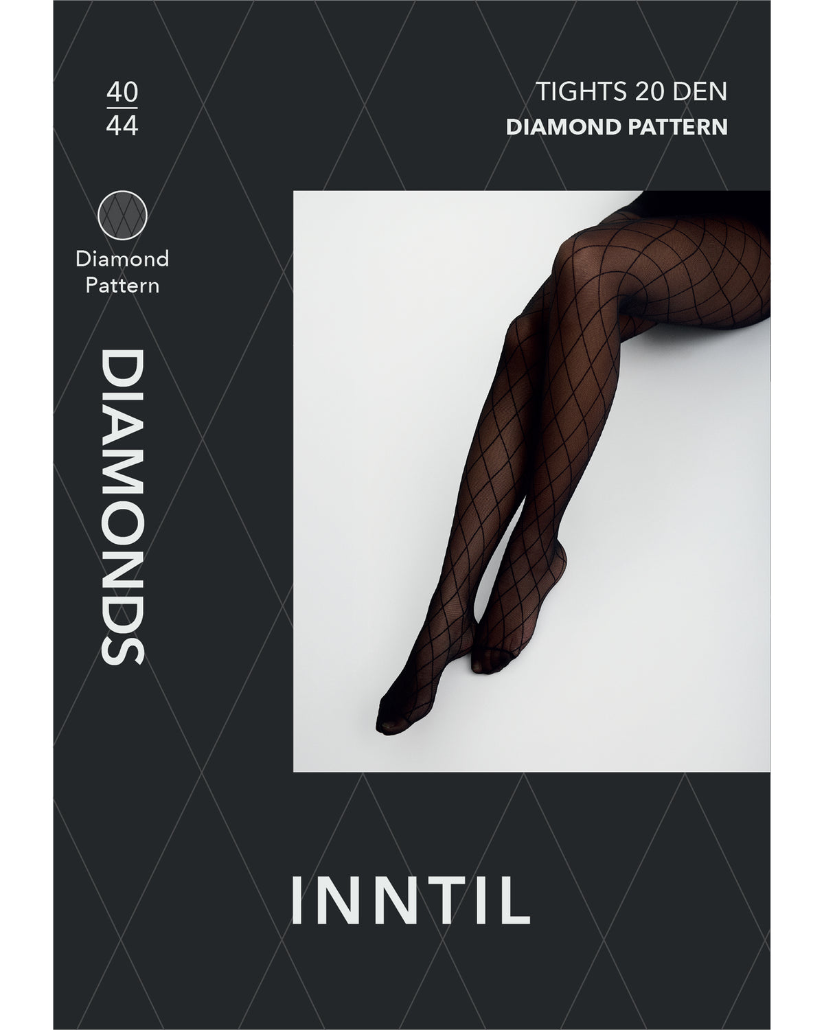 Strømpebukse med diamantmønster, Sort