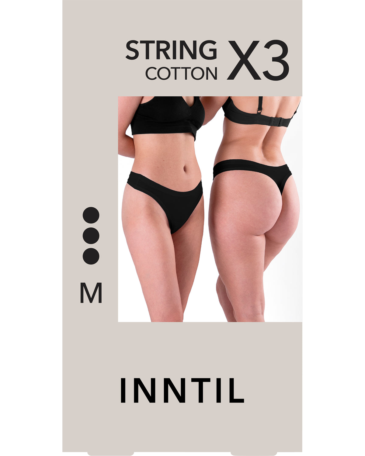 Bomullstring, 3-pk, Sort