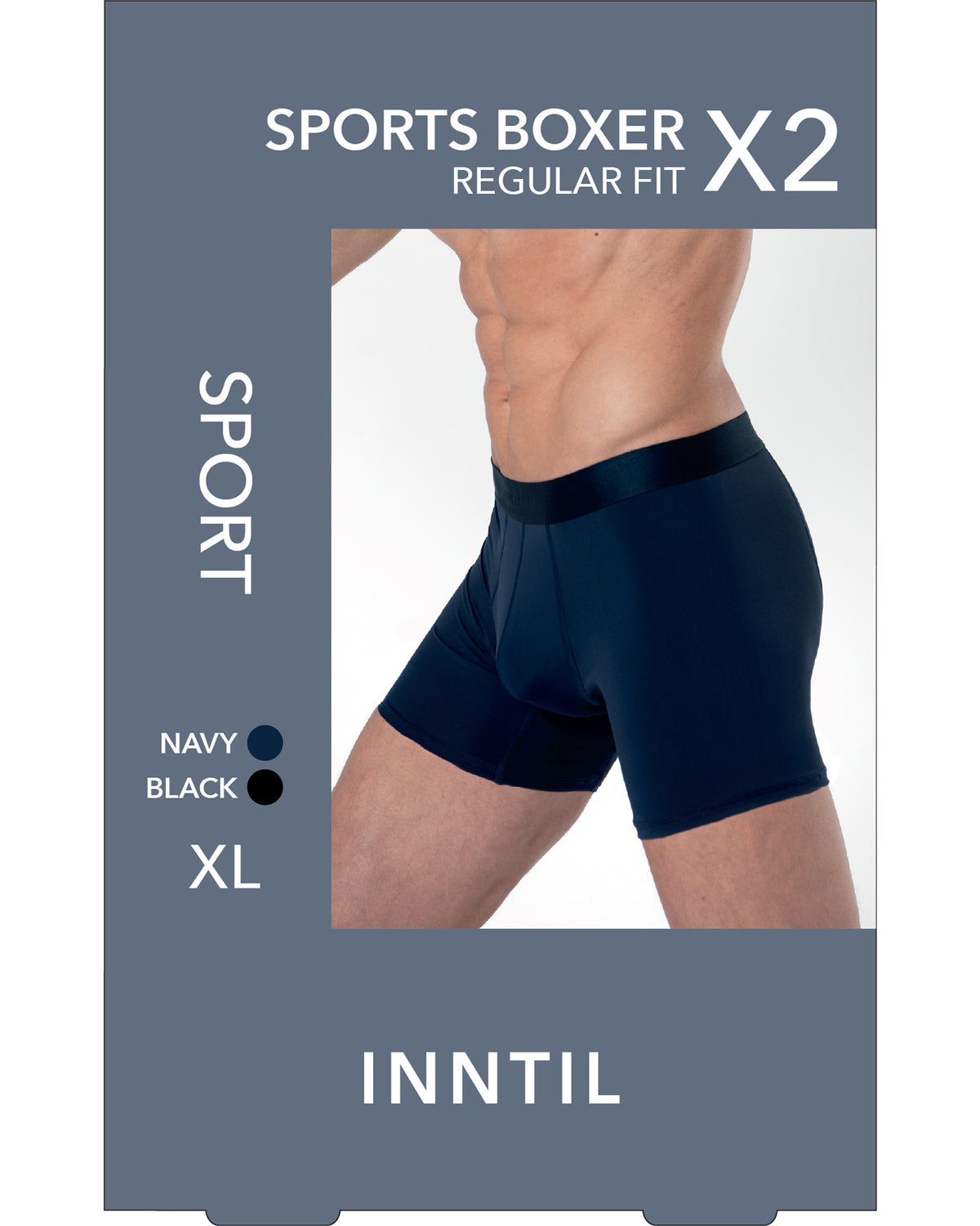 Sportsbokser, 2-pk, Mørk blå/Sort
