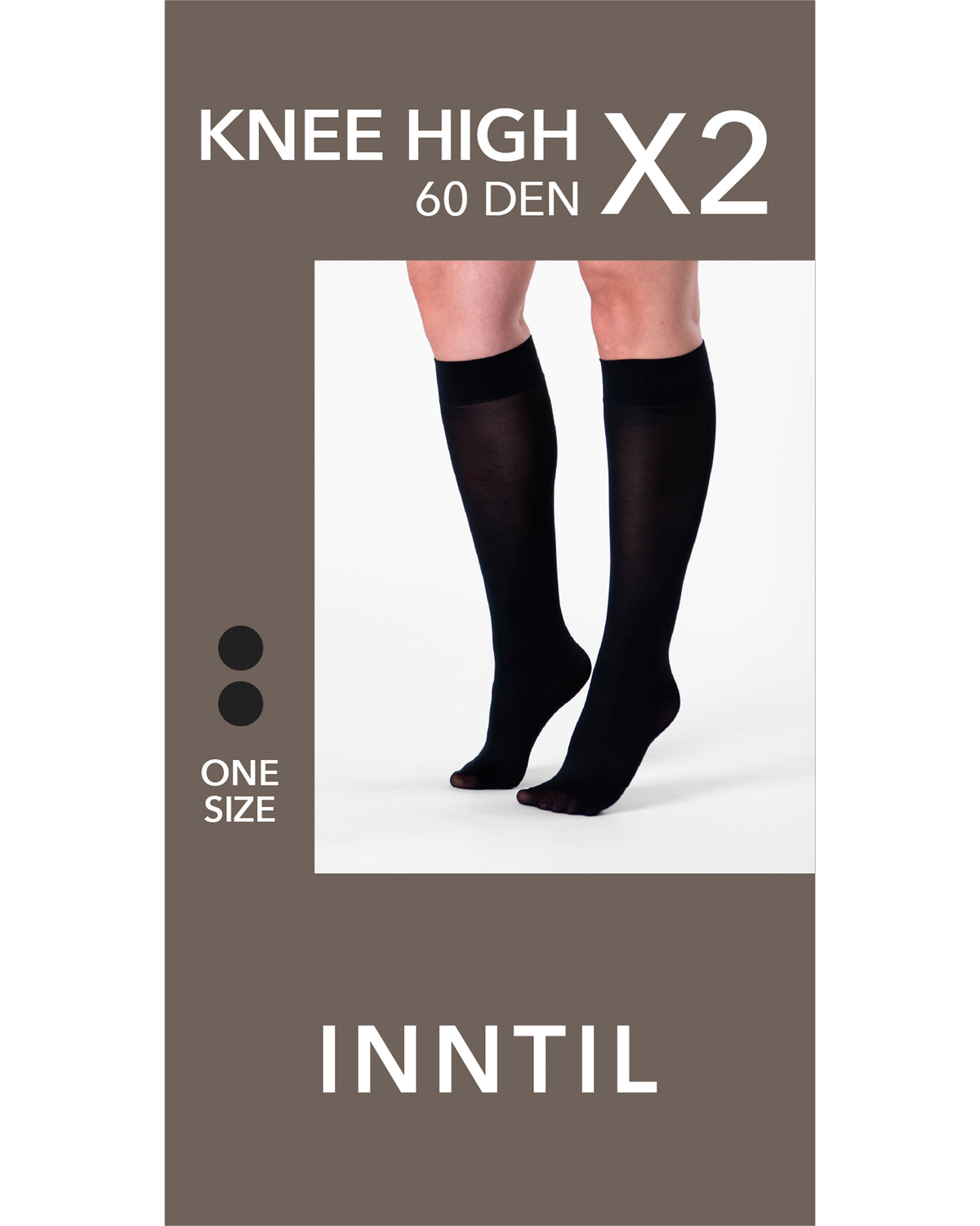 60 den knestrømper, 2 par, Sort