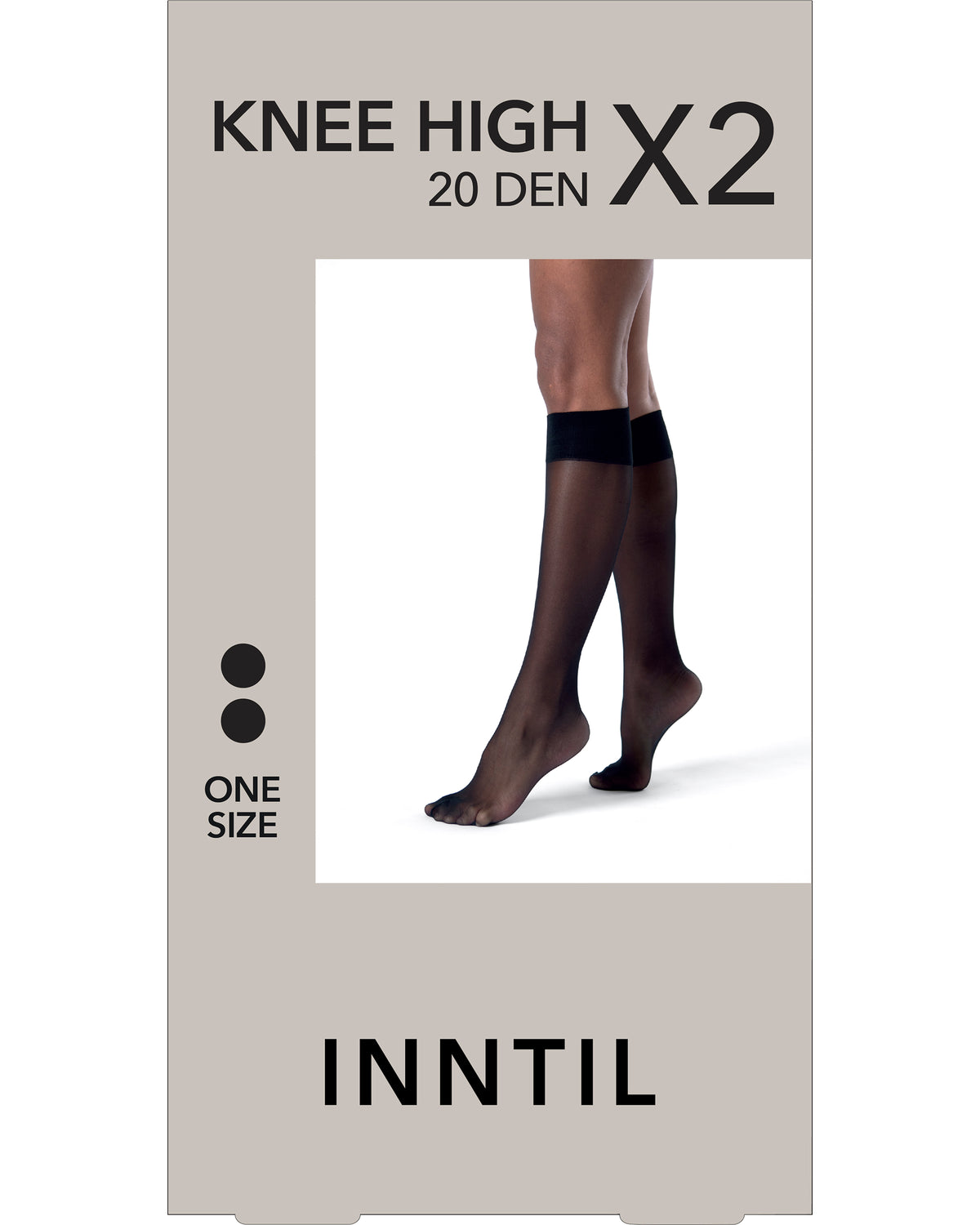 20 den knestrømper, 2 par, Sort